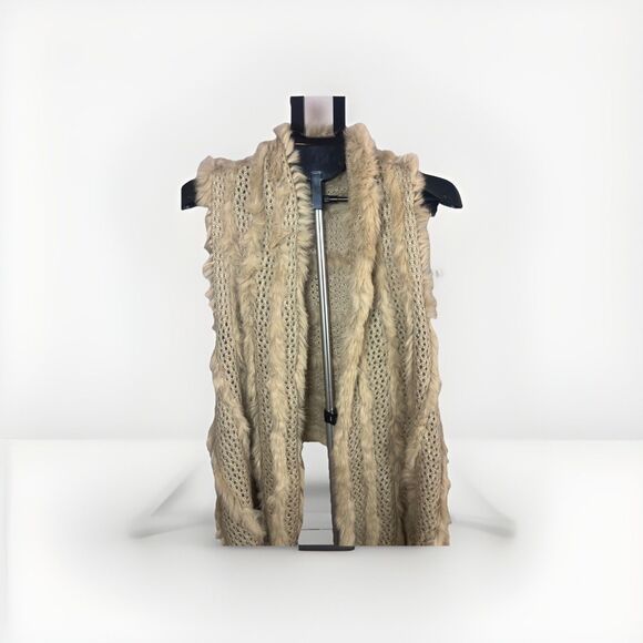 Dolce Cabo Fur Trim Knit Vest – Size S/M - Picture 8 of 10
